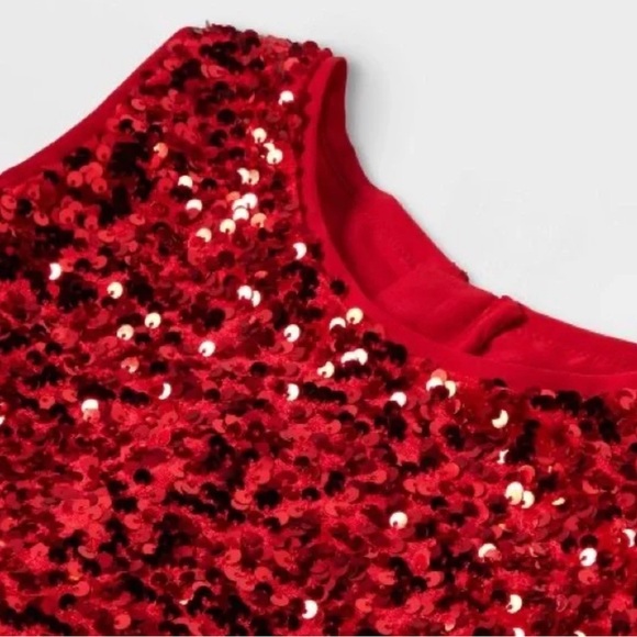 Cat & Jack Red Sequin Sleeveless Dress, Size Size S (6/6x) - Picture 6 of 6